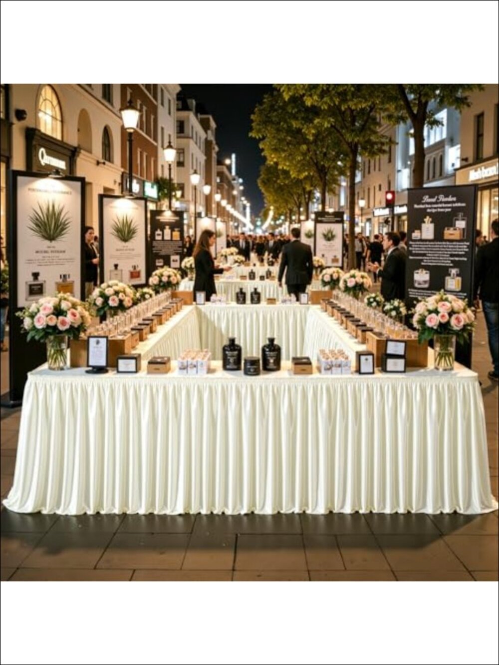 14ft Satin Table Skirt Pleated Ruffle for Rectangle Round Table Desk